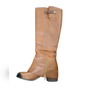 Joyfolie Cognac Leather Brown Frankie Tall Boots Womans size 9 Riding Boho